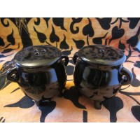 Cauldron ceramic salt and pepper shakers