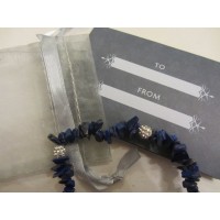 Lapis Chip & Rhinestone Bracelet 21cm