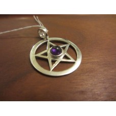 Amethyst pentagram pendant Sterling Silver