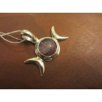 Fluorite triple moon pendant w/hidden pentagram Sterling Silver
