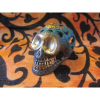 Vintage brass skull 3 inch (teal)